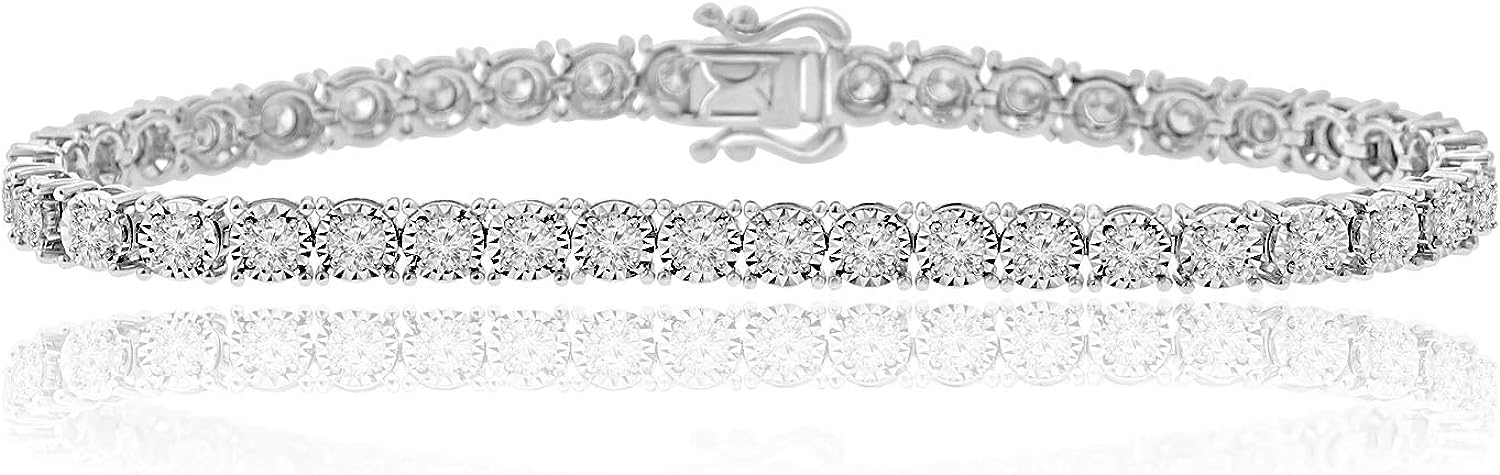 Madina Jewelry 3.02 ct Ladies Round Cut Diamond Tennis Bracelet in 14 kt White Gold