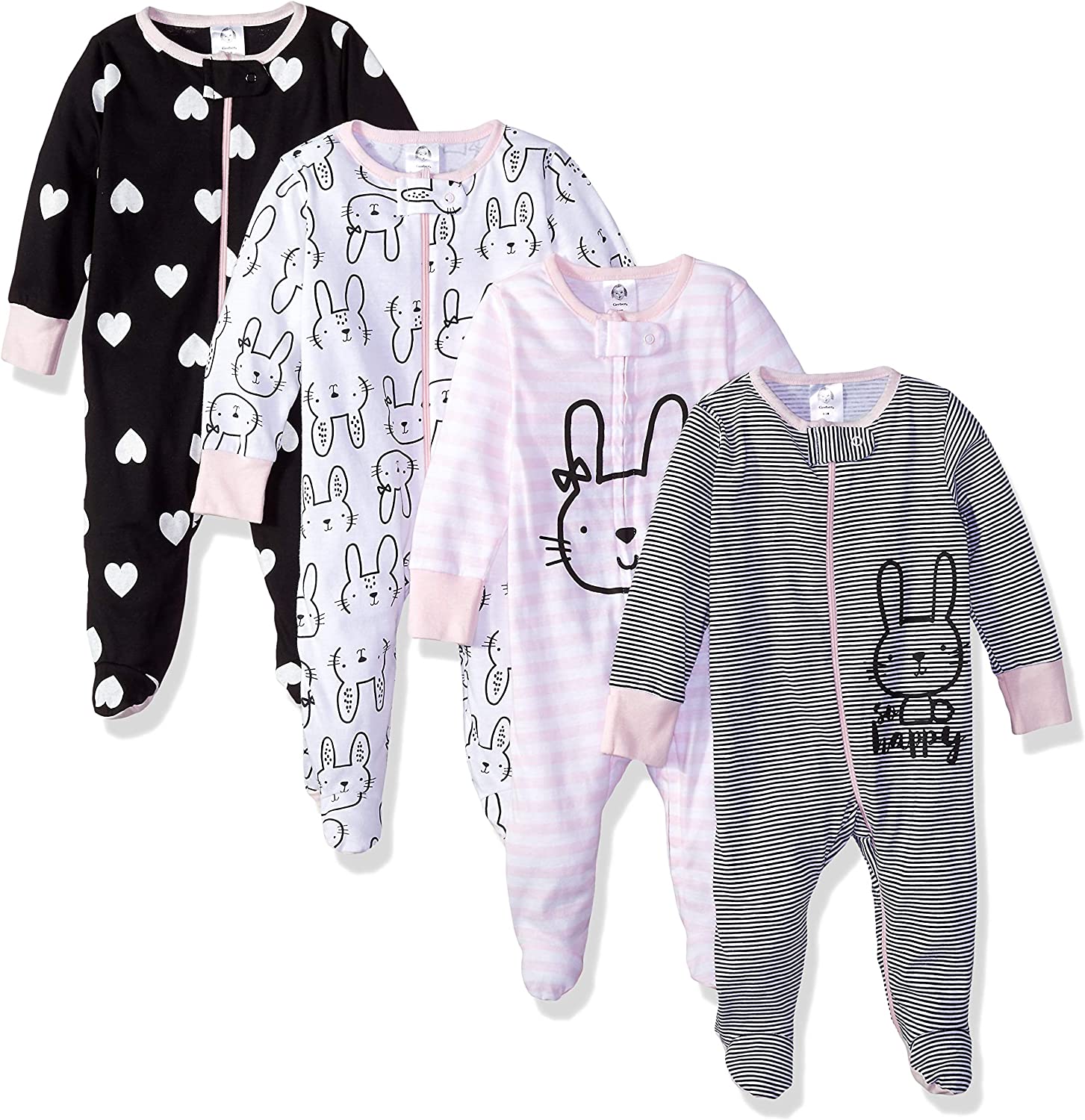 Gerber Baby Girls' 4 Pack Sleep 'N Play Footie