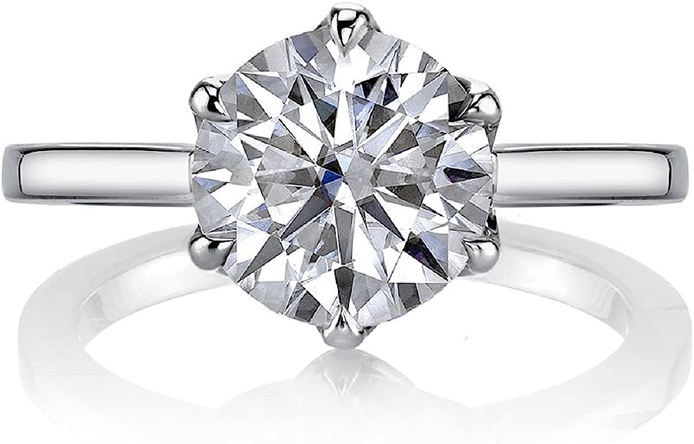 Kiara Gems 1.60 CT Round Engagement Ring Wedding Eternity Band Vintage Solitaire Antique 6-Prong-Setting Setting Silver Jewelry Anniversary Promise Vintage Ring Gift For Her