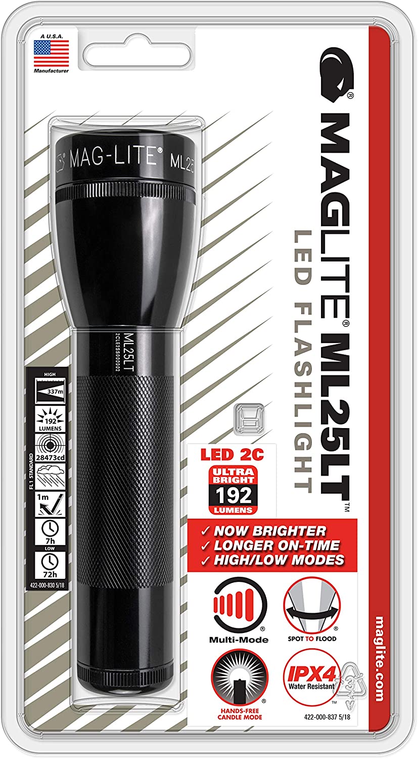 Maglite ML25LT LED 2-Cell C Flashlight, Black