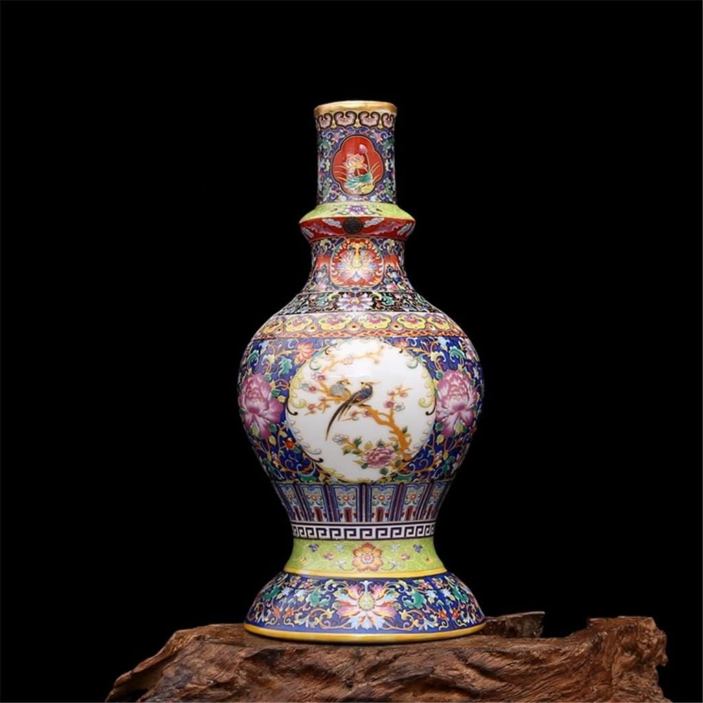 ZSEDP Jingdezhen Antique Enamel Vase Pagoda Vases Flowers and Birds Pattern Ancient Porcelain