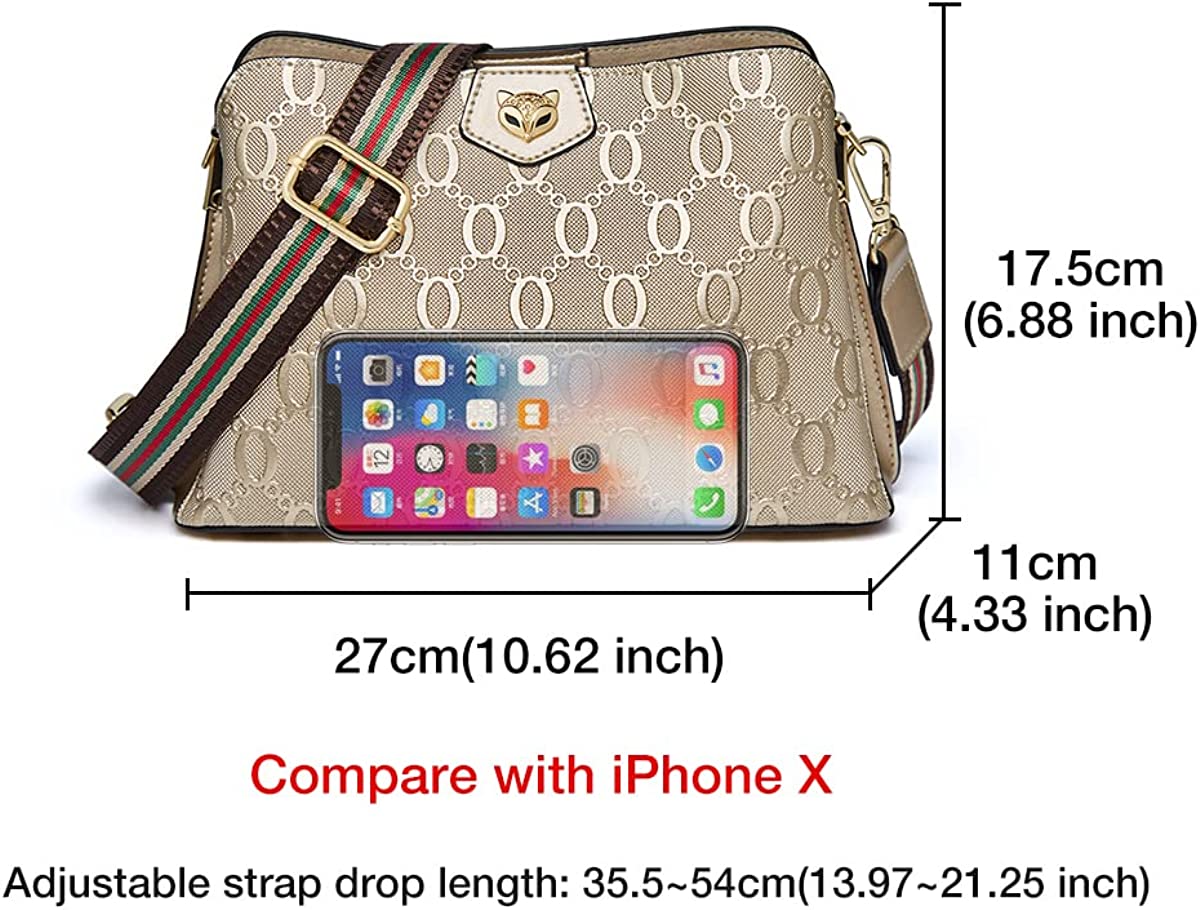 FOXLOVER Cowhide Leather Corssbody Bags for Women with Adjustable Strap Trendy Shoulder Purse Large Capacity Commute Handbag