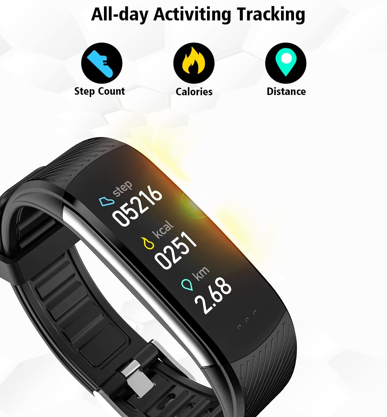 Smart Watch Fitness Tracker with Heart Rate Blood Pressure Blood Oxygen Body Temperature Monitor Sleep Tracking Step Calorie Counter Pedometer IP67 Waterproof for Android Phones iPhones Women Men Kids
