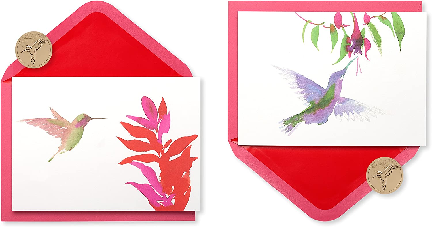 Papyrus Blank Cards with Envelopes, Watercolor Hummingbirds (20-Count)