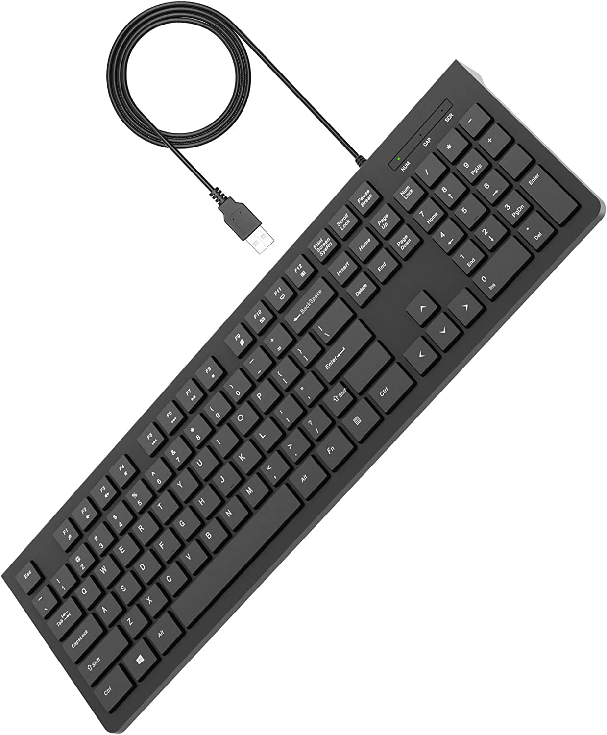 Computer Keyboard Wired, Plug Play USB Keyboard, Low Profile Chiclet Keys, Large Number Pad, Caps Indicators, Foldable Stands, Spill-Resistant, Anti-Wear Letters for Windows Mac PC Laptop, Full Size