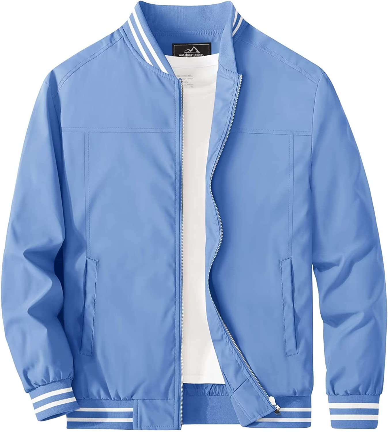 MAGCOMSEN Mens Bomber Jackets Lightweight Windbreaker Full Zip Spring Jackets Casual Stylish with Pockets
