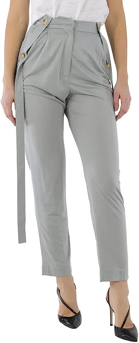 BURBERRY Ladies Heather Melange Strap Detail Jersey Tailored Trousers, Brand Size 12 (US Size 10)