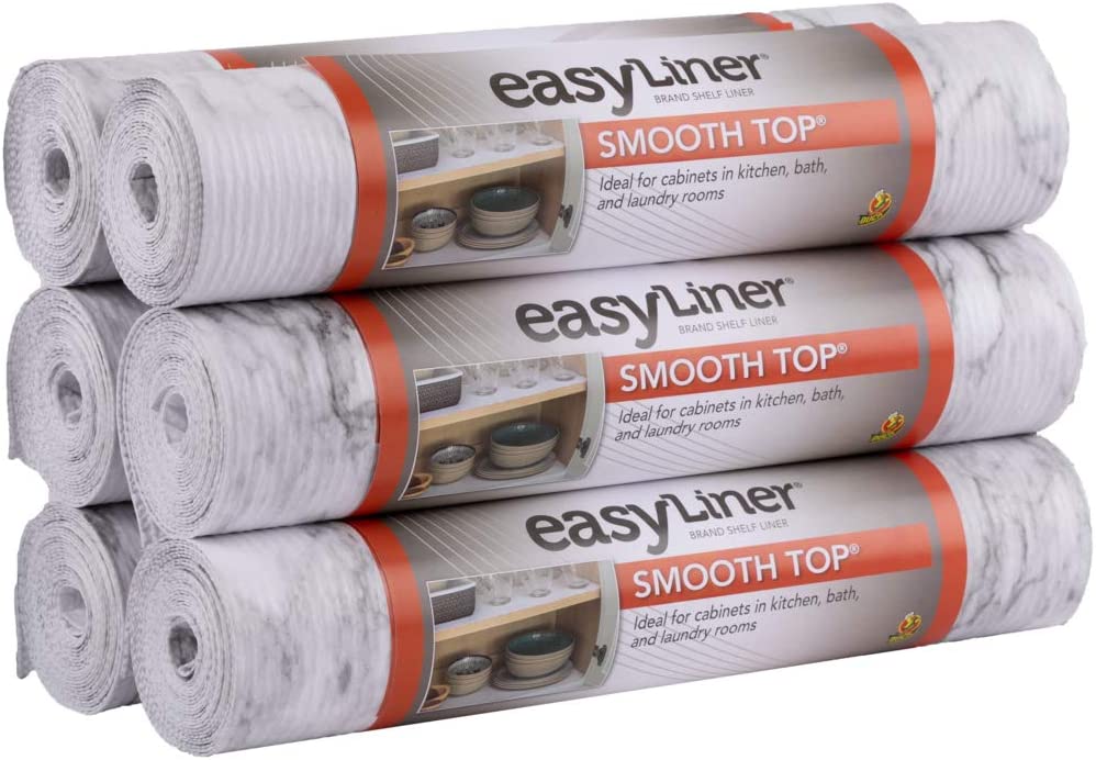 Duck Smooth Top EasyLiner, 12-inch x 10 Feet, x 6 Rolls, Grey Marble