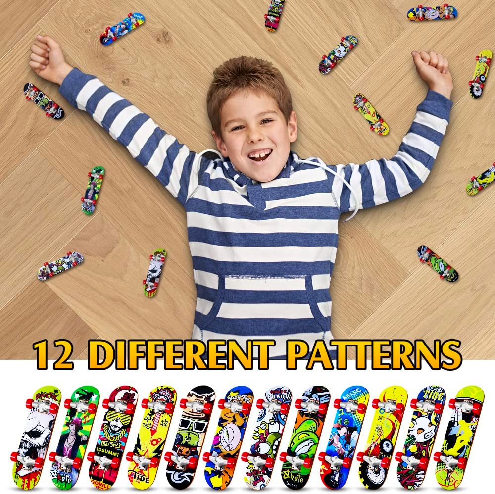 econoLED Mini Finger Skateboard, Finger Skateboards for Kids, 12PCS Finger Boards Set Creative Fingertip Movement Board Finger Sports Party Favors Novelty Toys and Gifts for Teens and Adults