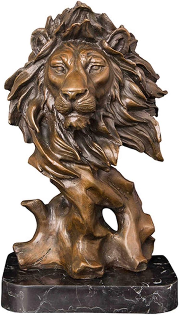 MJWDP Bronze Lion Head Art Decor Home Decoration Antique Hot Casting Bronze Metal Lion Head Statue Sculpture Art
