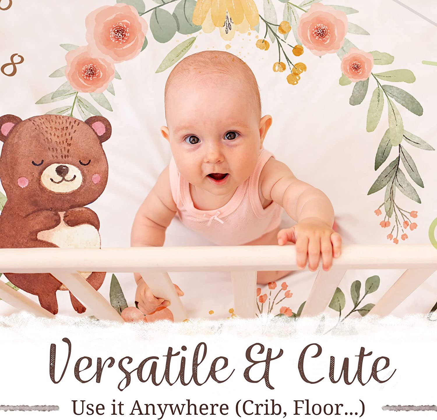 Milestone Blanket with 2 Placement Markers , Gender Neutral Baby Milestone , Baby Monthly Milestone , Baby Milestone Blanket , Baby Monthly Milestone Blanket , Baby Growth Chart Blanket (60"x40")