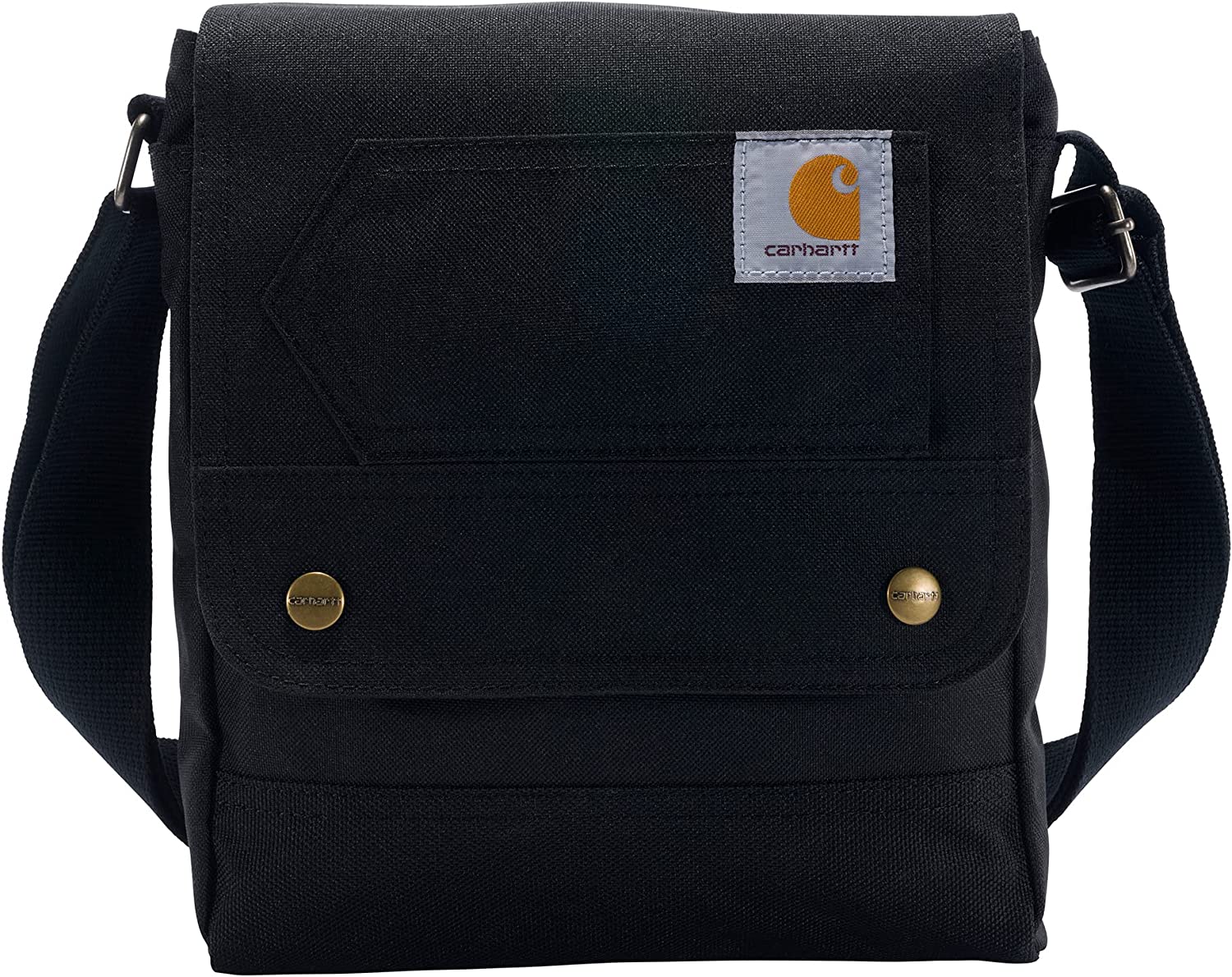 Carhartt, Durable, Adjustable Crossbody Bag with Flap Over Snap Closure, Black