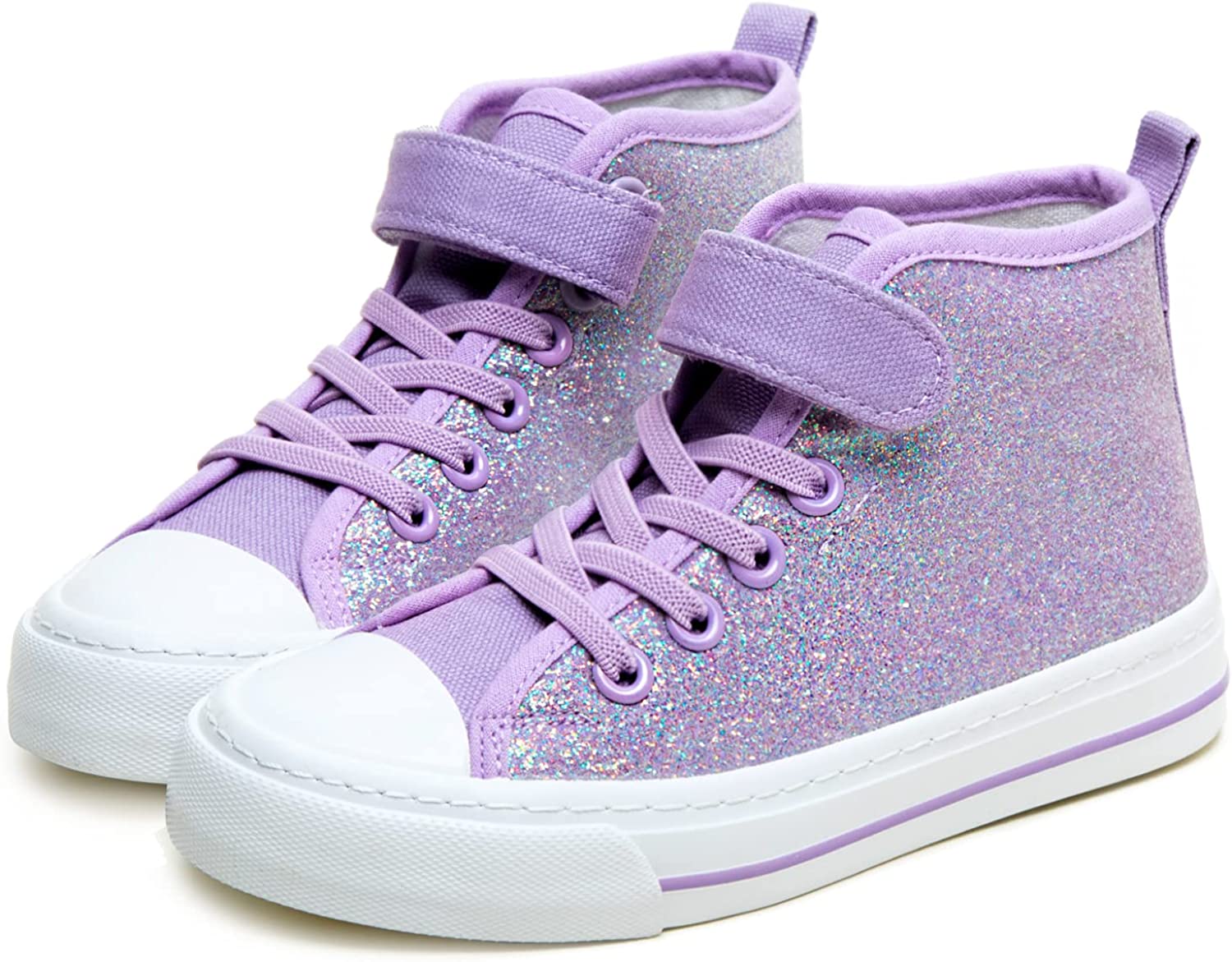 Toandon Sparkle Color Change Flipping Sequins High Top Casual Canvas Shoes for Kids
