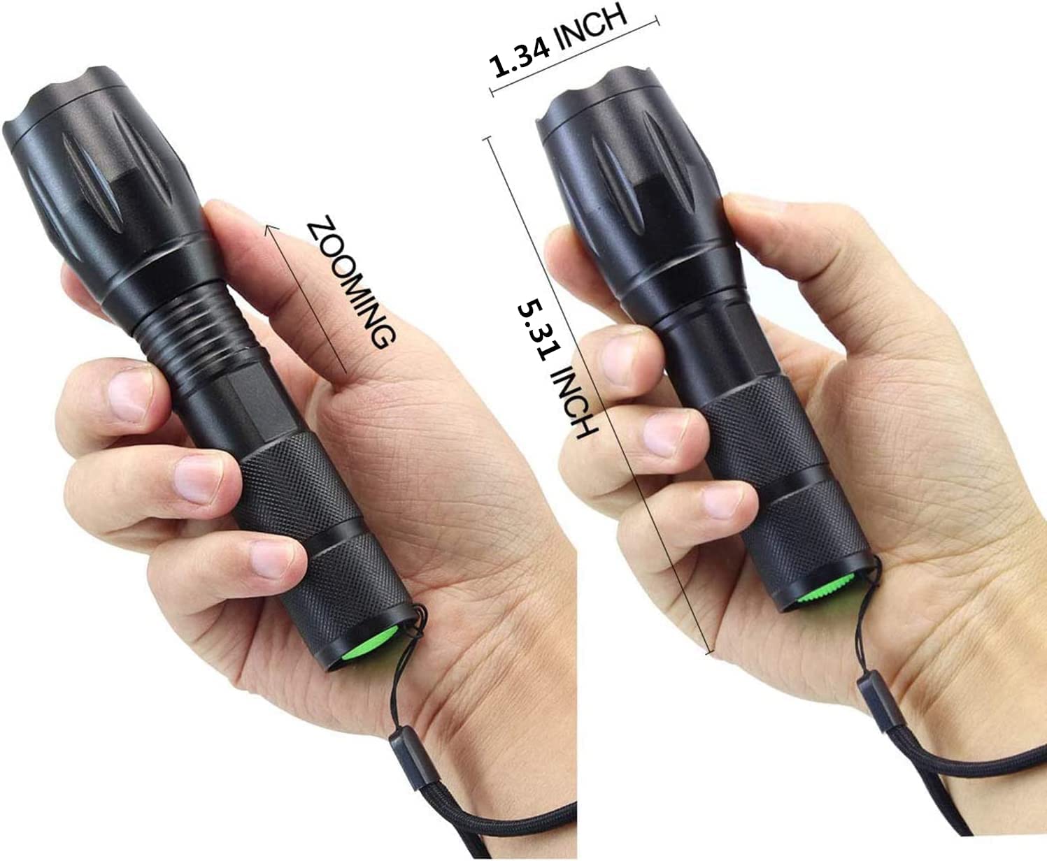 Whaply LED Flashlights, 2 Pack Tactical Flashlight High Lumens Lights with 6Pack AAA Batteries Portable Waterproof Zoomable Flashlight with 5 Mode for Camping/Outdoor/Hiking/Gift-Giving/Emergency