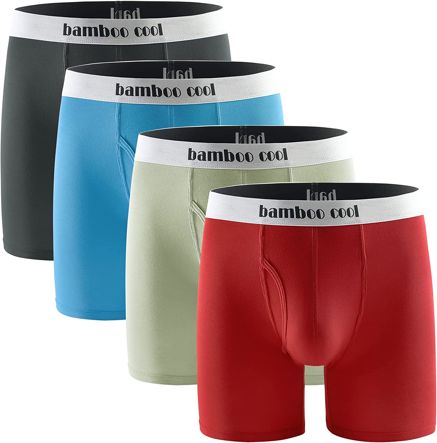 BAMBOO COOL Men’s Underwear boxer briefs Soft Comfortable Bamboo Viscose Underwear Trunks (4 Pack)