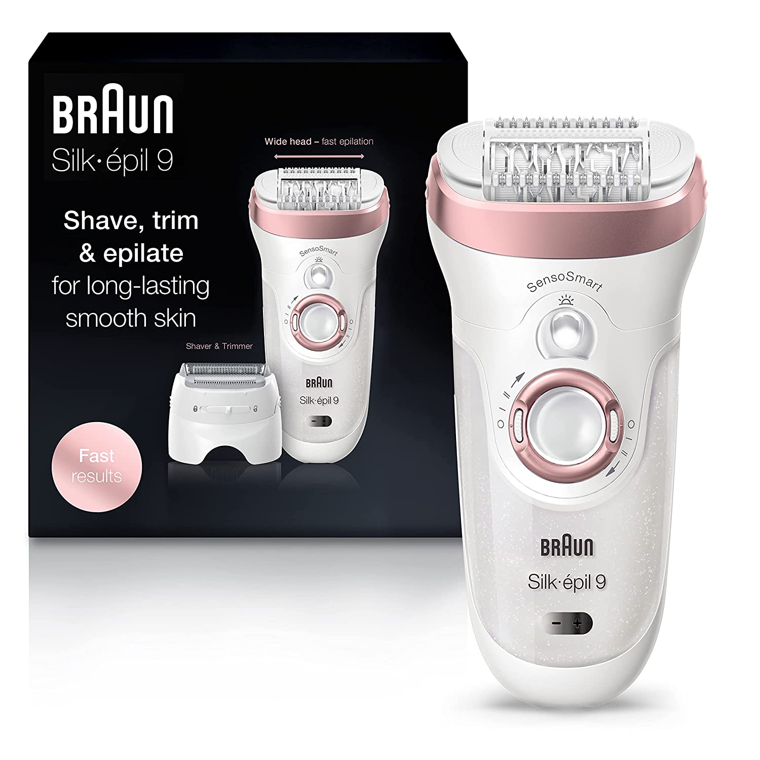 Braun Epilator Silk-épil 9 9-720, Hair Removal Device, Epilator for Women, Wet & Dry, Womens Shaver & Trimmer, Cordless, Rechargeable