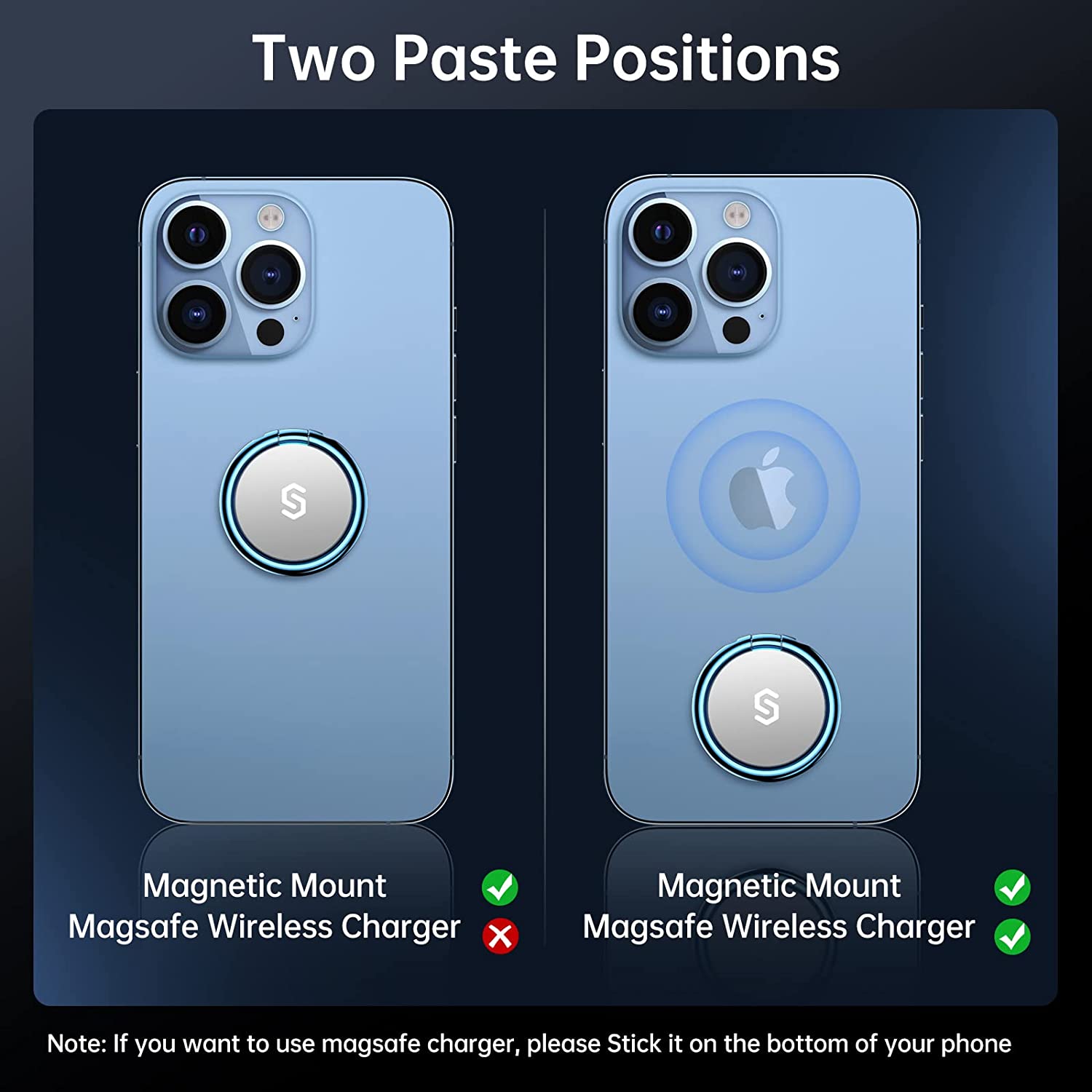 Syncwire Cell Phone Ring Holder Stand, 360 Degree Rotation Finger Ring Kickstand Polished Metal Phone Grip for Magnetic Car Mount Compatible with iPhone, Samsung,Pixel, Smartphone Accessories - Blue