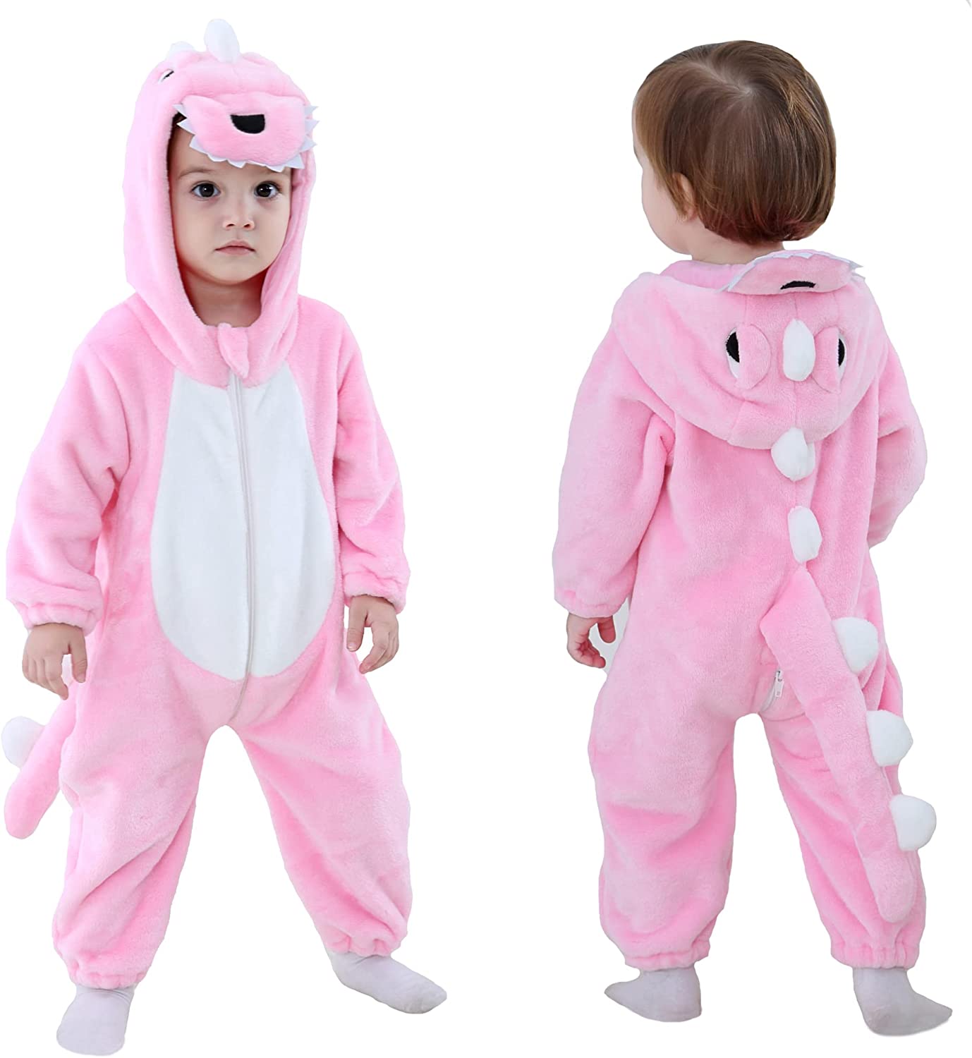 TONWHAR Toddler Infant Tiger Dinosaur Animal Fancy Dress Costume Hooded Romper Jumpsuit