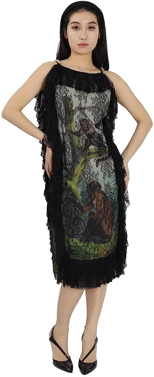 BURBERRY Ladies Light Opal Green Chantilly Lace and Monkey Print Shift Dress, Brand Size 2 (US Size 0)