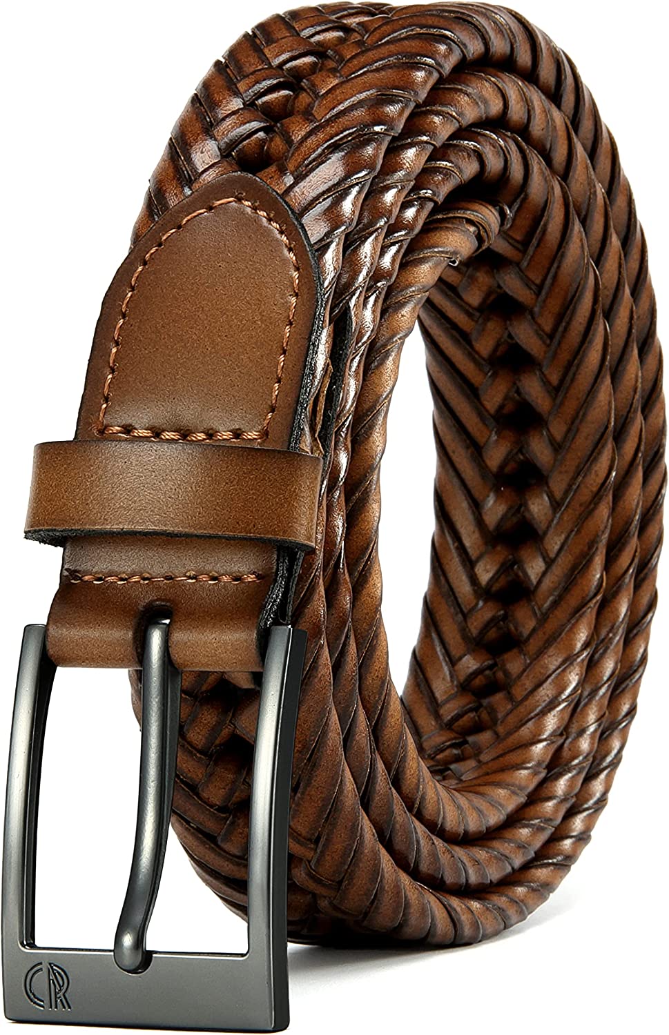 CHAOREN Braided Belt for Men - Mens Belt Leather 1 1/8" for Casual Jeans - Always at Your Comfortable Spot