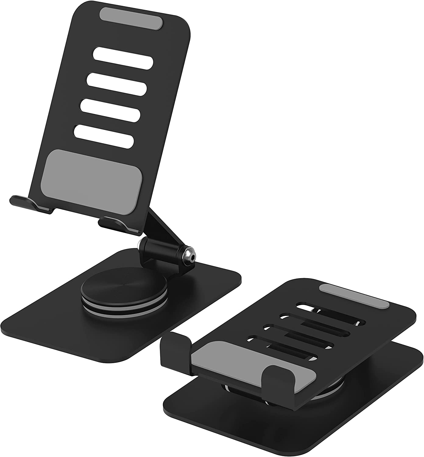 Vekesen Adjustable Foldable Cell Phone Stand 360° Rotating Cellphone Stand Holder iPhone Stand Compatible with All iPhone iPad Tablet 4-10'' Office Desk Accessories (Black)