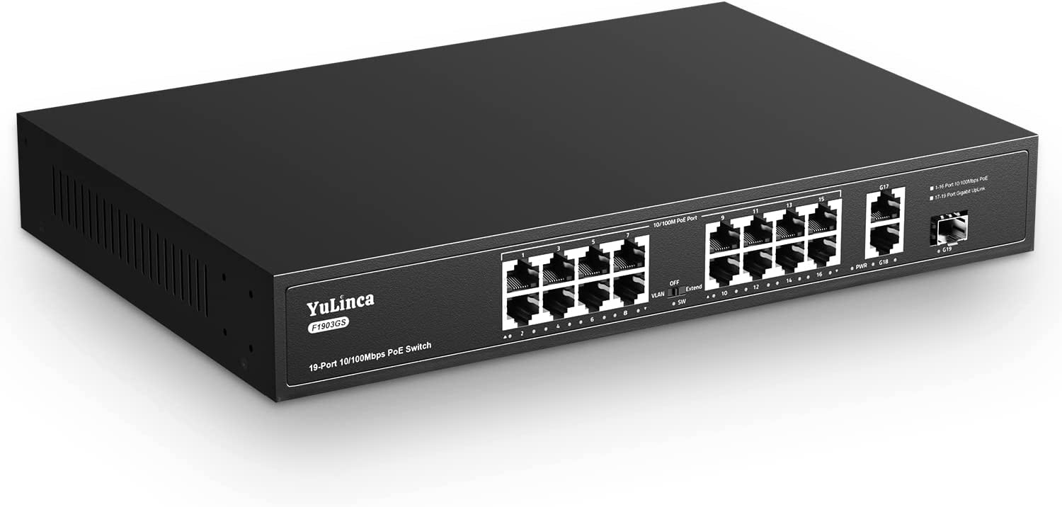 10 Port Gigabit PoE Switch, 8 Port PoE+ and 2 Uplink, 10/100/1000Mbps, IEEE802.3af/at Max 96W, Fanless Unmanaged Plug&Play Ethernet Switch