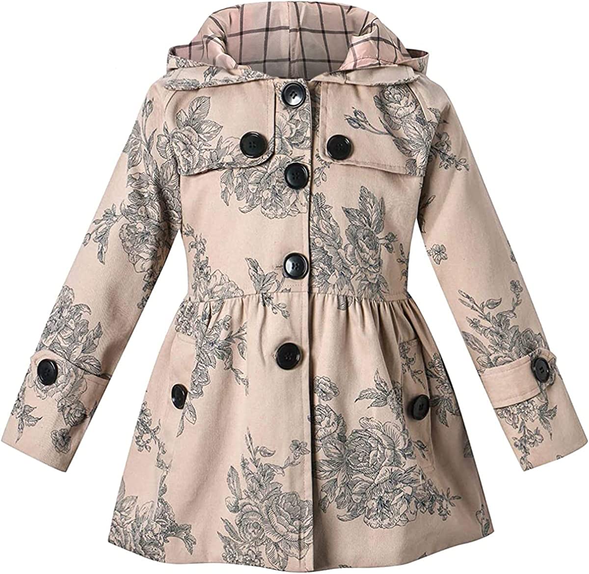 BINPAW Girl's Hooded Trench Coat