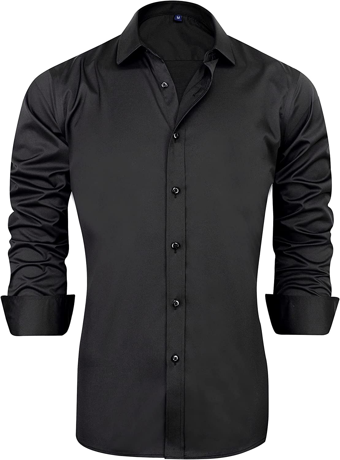 J.Ver Men's Casual Long Sleeve Stretch Dress Shirt Wrinkle-Free Regular Fit Button Down Shirts
