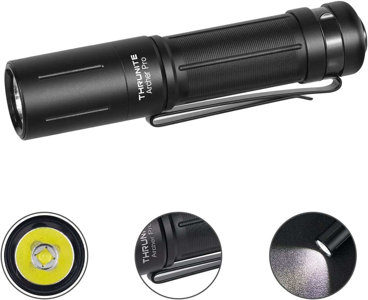 ThruNite EDC Flashlight Archer Pro, 1022 High Lumens Tail Switch LED Flashlight, USB C Rechargeable Little Pocket Penlight for Camping, Outdoor, and Emergency - Cool White
