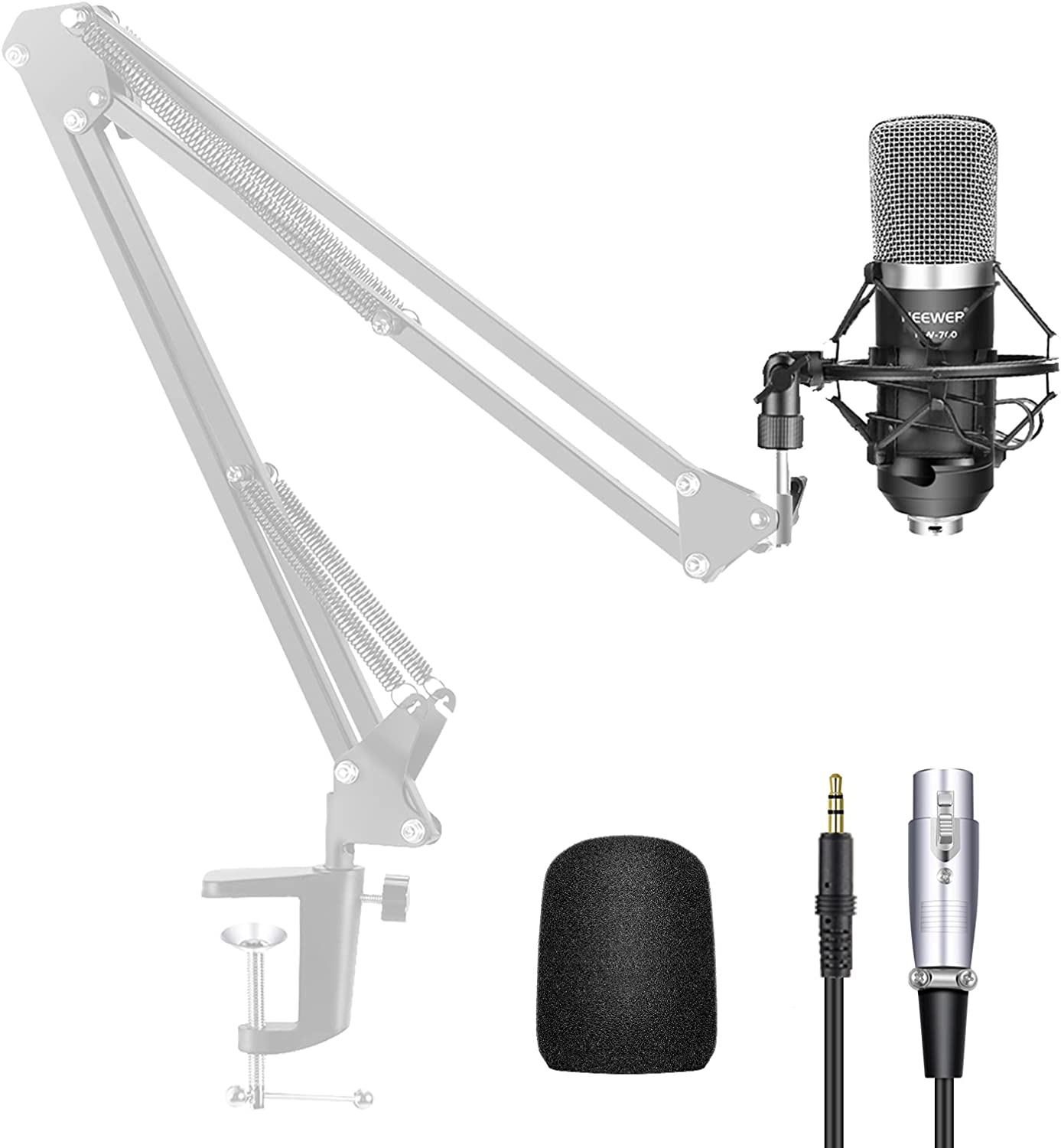 Neewer NW-700 Professional Studio Broadcasting &amp; Recording Condenser Microphone (1)NW-700 Condenser Microphone (1)Metal Microphone Shock Mount (1)Ball-type Anti-wind Foam Cap (1)Microphone Audio C