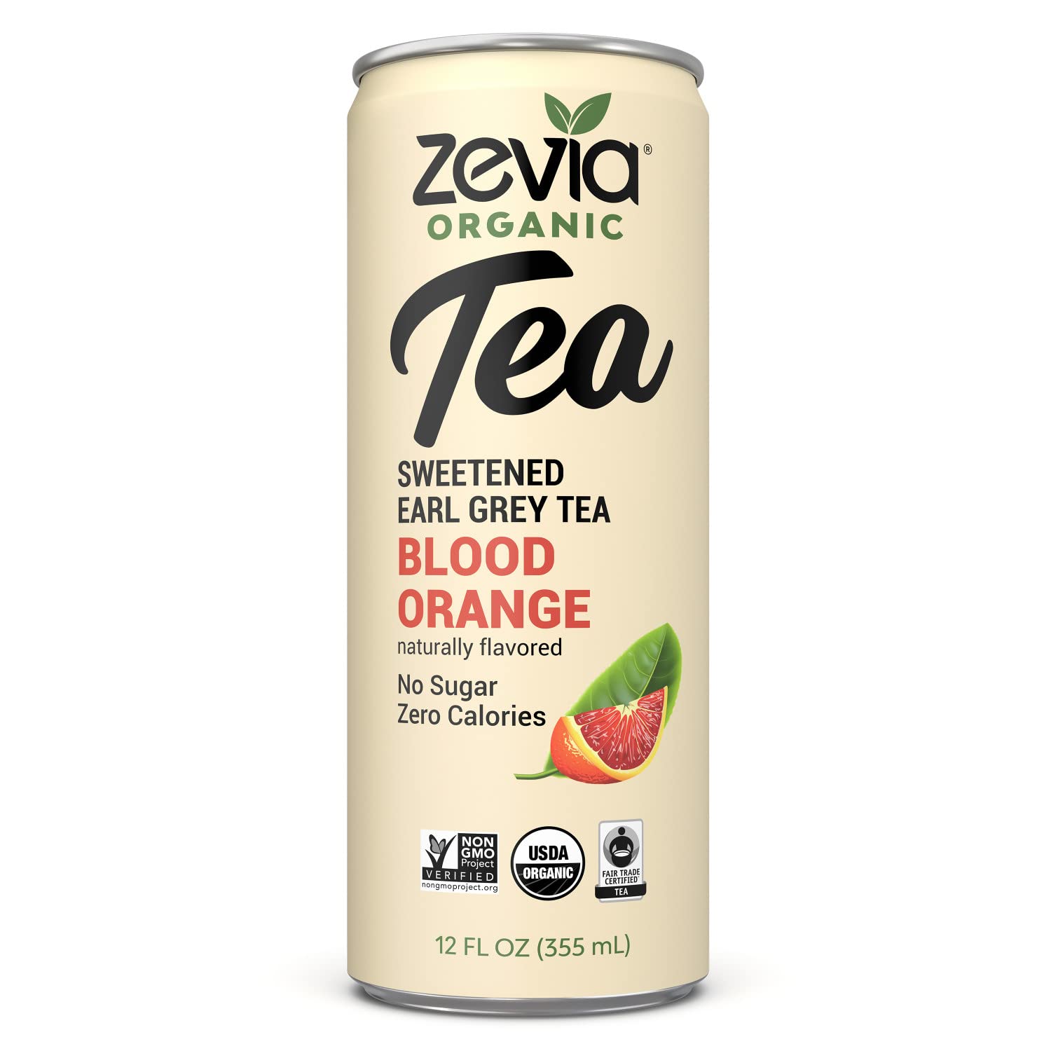 Zevia Organic Sugar Free Iced Tea， Earl Grey Tea Blood Orange， 12 Fl Oz (Pack of 12)