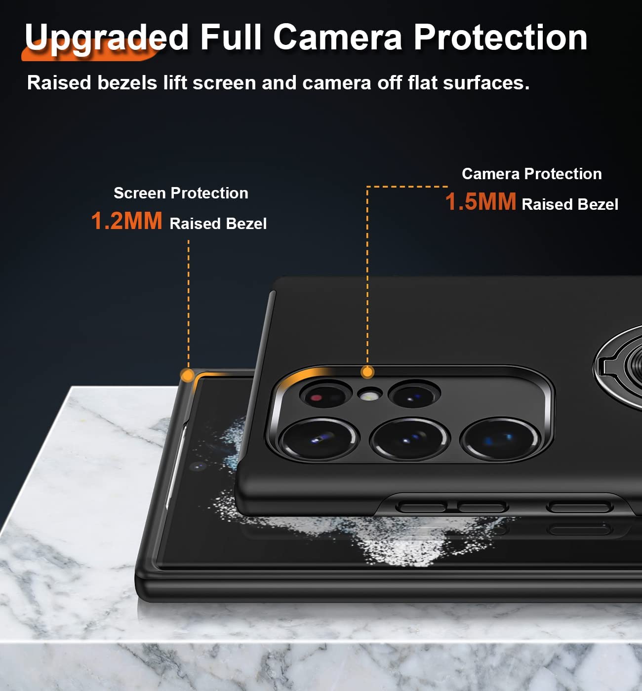 iDLike for Samsung Galaxy S23 Ultra Case, Military Grade Drop Test Shockproof Phone Case Cover with [Full Camera Lens Protection] [Invisible Ring Holder Kickstand] [Support Magnetic Car Mount],Black