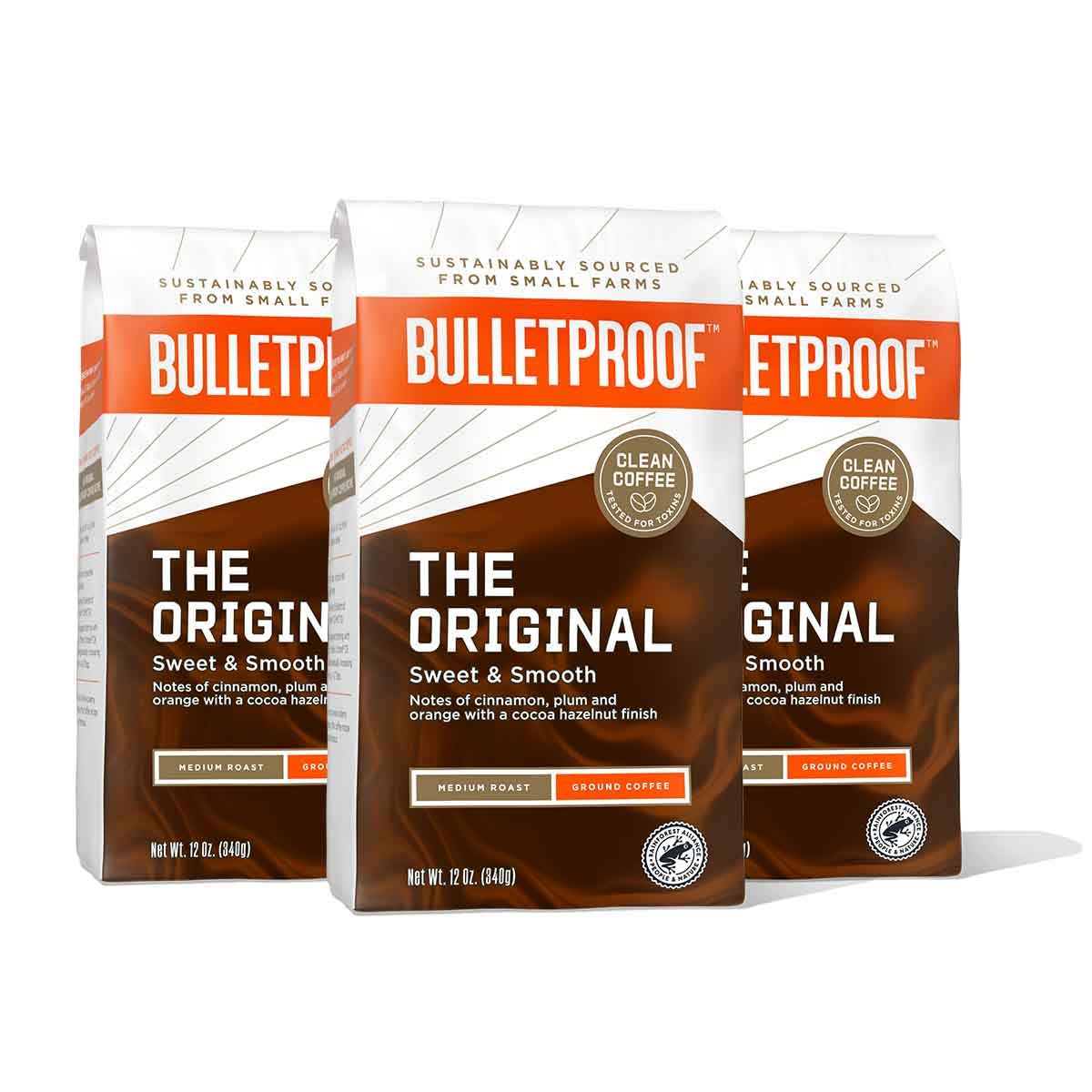 Bulletproof Original Medium Roast Ground Coffee， 12 Ounces (Pack of 3)， 100% Arabica Coffee Sourced from Guatemala， Colombia &amp; El Salvador