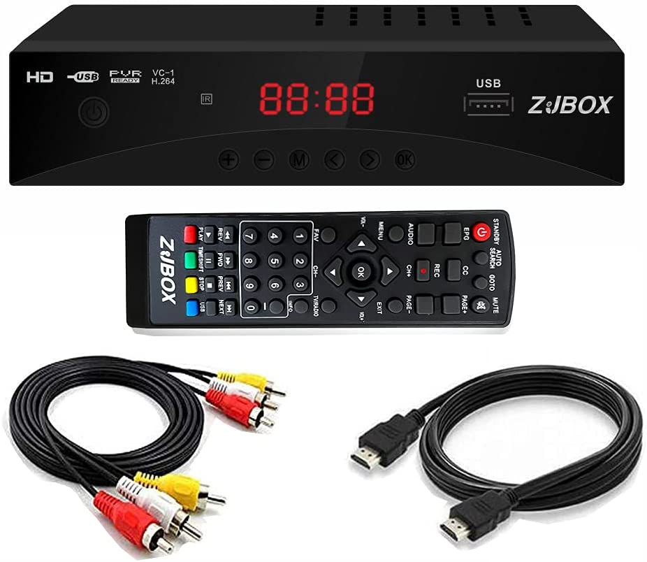 Digital TV Converter Box, ATSC Cabal Box - ZJBOX for Analog HDTV Live1080P with TV Recording&Playback,HDMI Output,Timer Setting TV Tuner Function Set Top Box Digital Channel Free