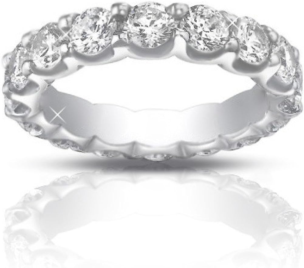 Madina Jewelry 4.00 ct Ladies Round Cut Diamond Eternity Wedding Band Ring in 14 kt White Gold