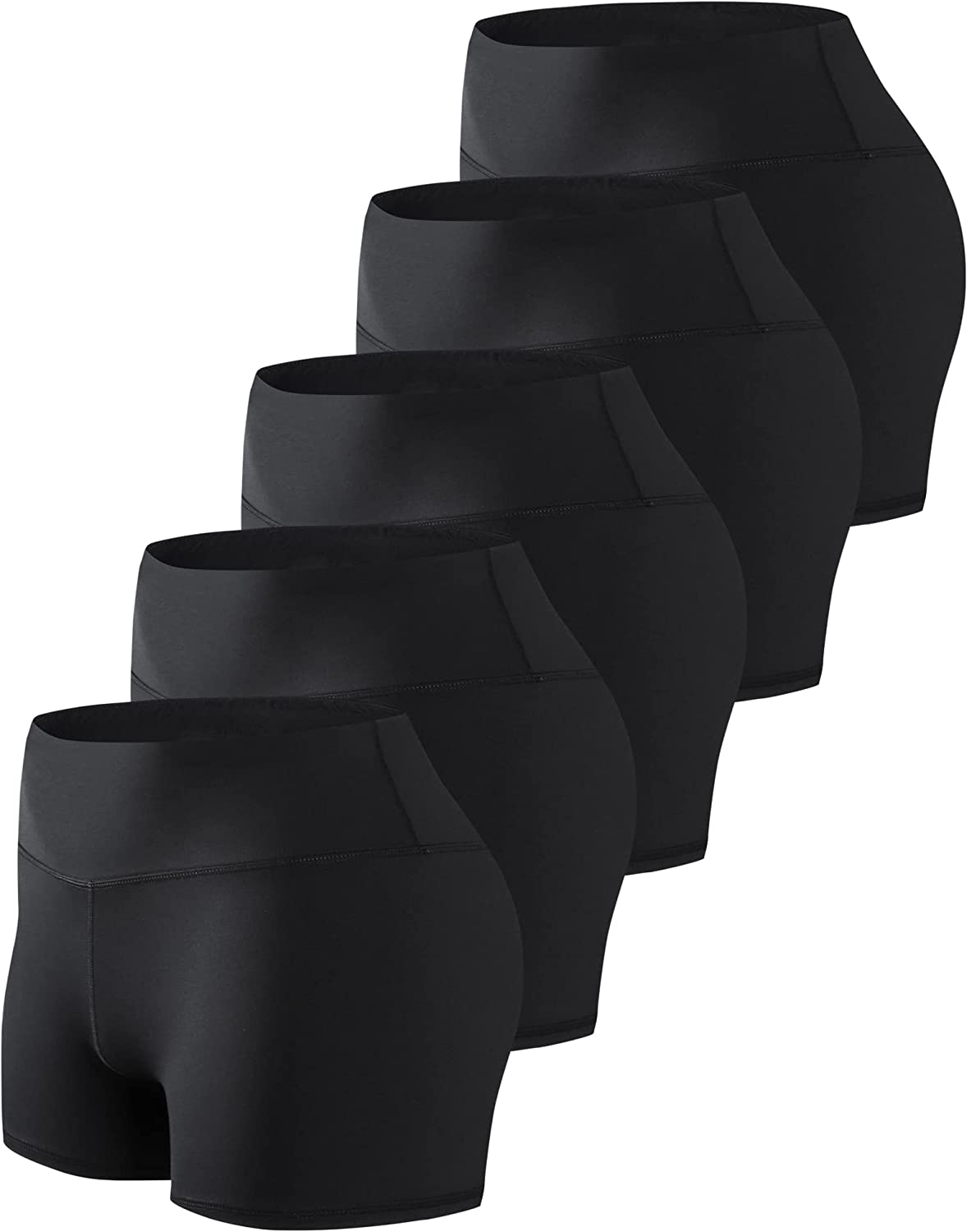 TELALEO 5 Pack 3" Womens Volleyball Shorts Spandex Compression Shorts Workout Performance High Waist Yoga Shorts