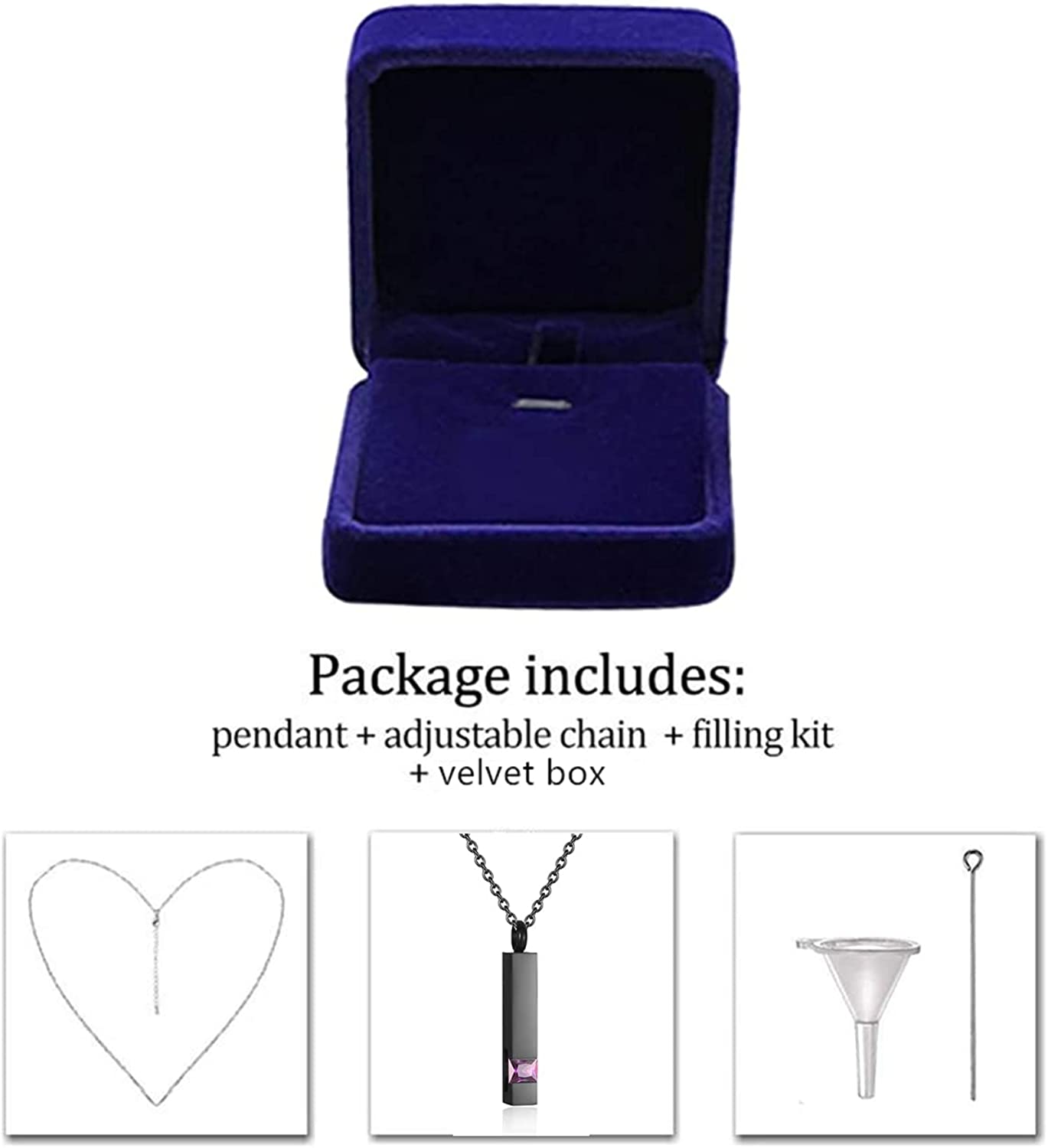 Crystal Urn Necklaces for Ashes for Men Stainless Steel Bar Pendant Necklace Memorial Cremation Jewelry for Ashes Keepsake Jewelry with Cubic Zirconia