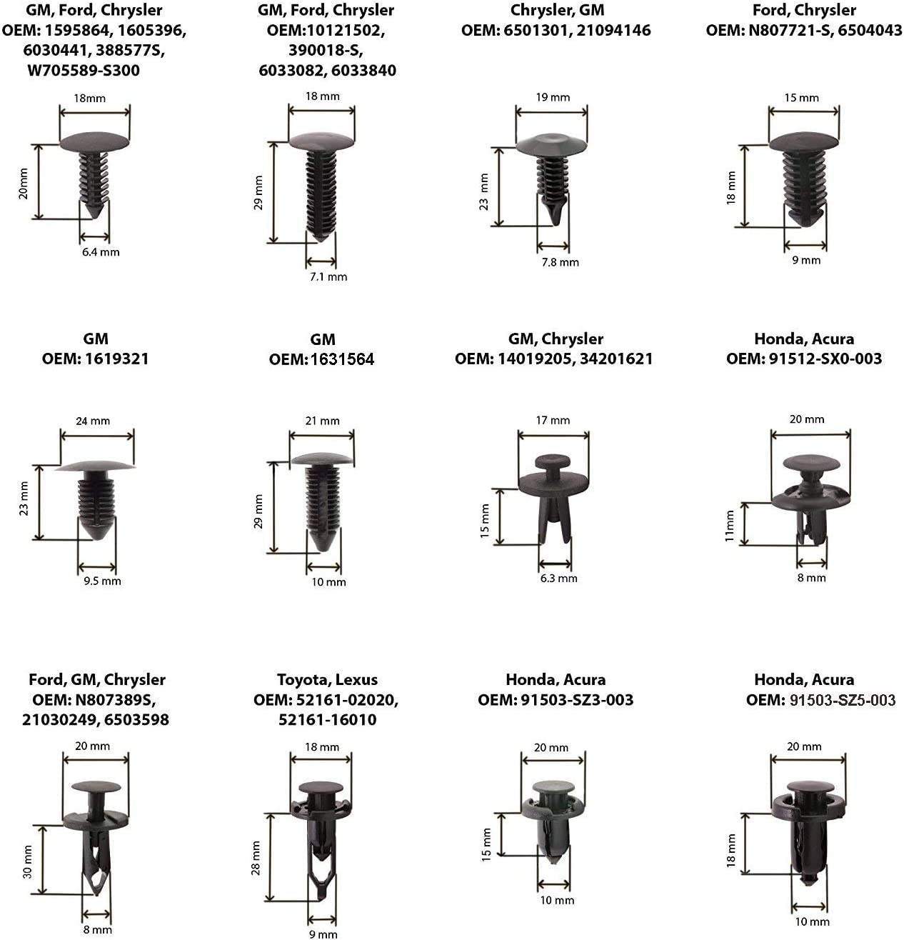 SunplusTrade 240 Pcs Bumper Clips Car Clips Plastic Rivets Fasteners Push Retainer Kit with Most Popular Sizes Auto Push Pin Rivets Set with Fastener Remover - GM Ford Toyota Honda Chrysler