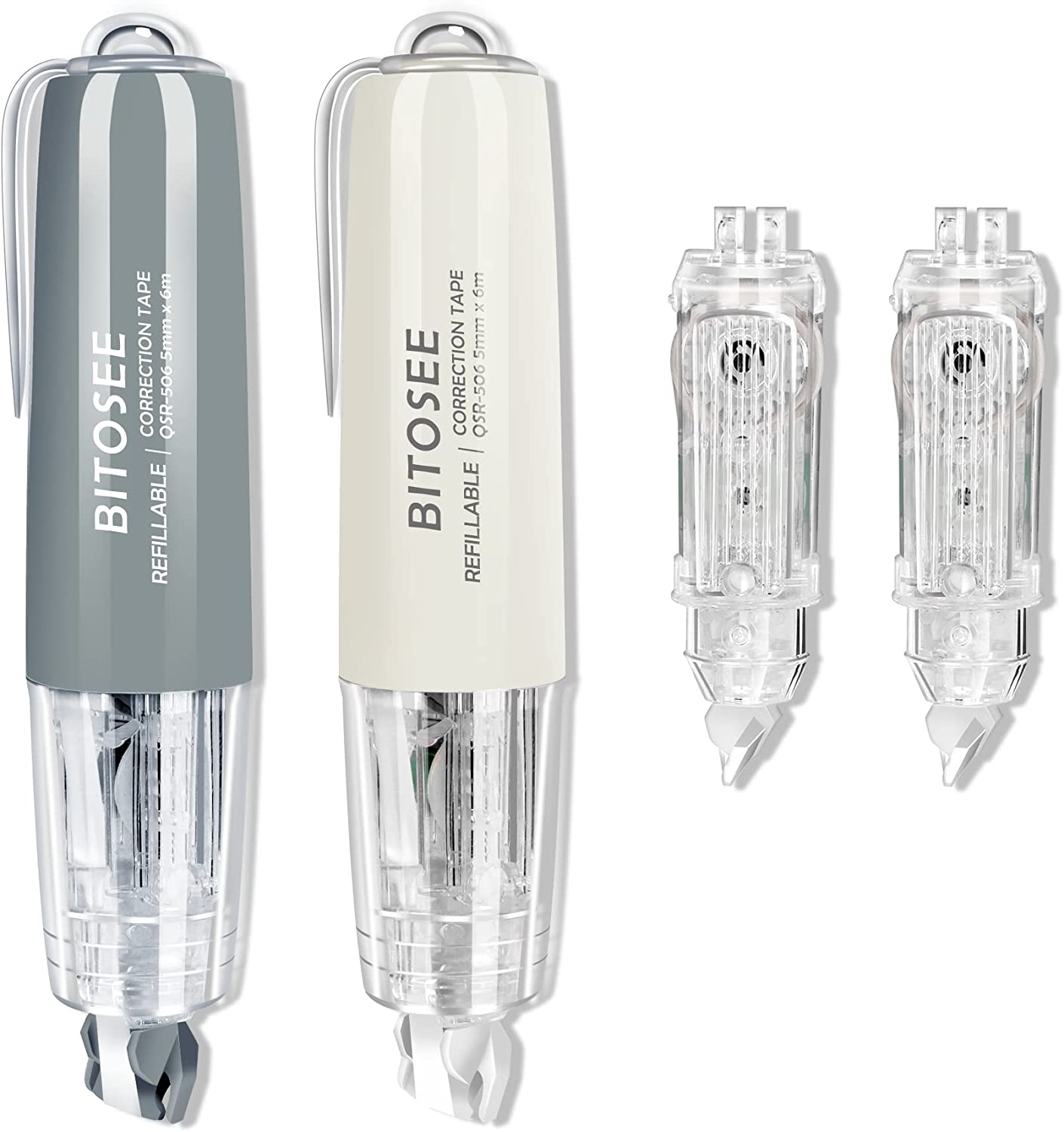 BITOSEE Refillable Retractable Quick Dry White Out Correction Tape,Mini Small Japan Aesthetic Cute White Out, with Easy to Use Kawaii Pen Shaped Applicator,for School Office Students Kids Supplies.