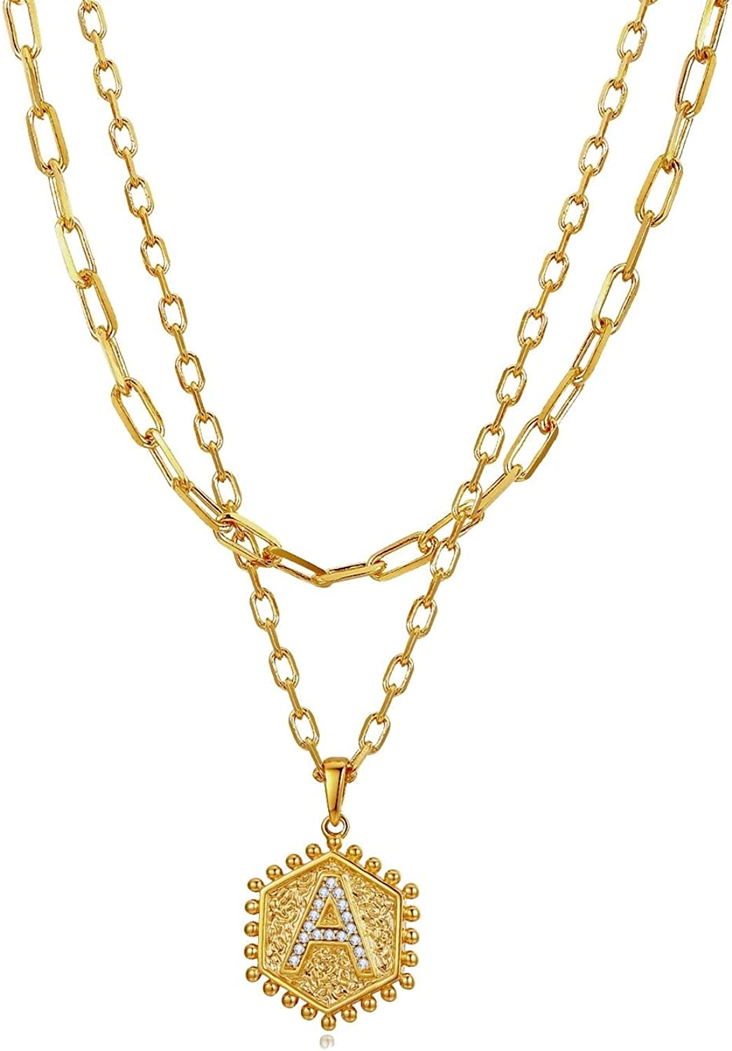 ASGEMSFJ Gold Initial Necklaces for Women Girls,14K Gold Plated Dainty Layered Choker Necklace Letter Necklace Gold Jewelry for Women Teen Girls