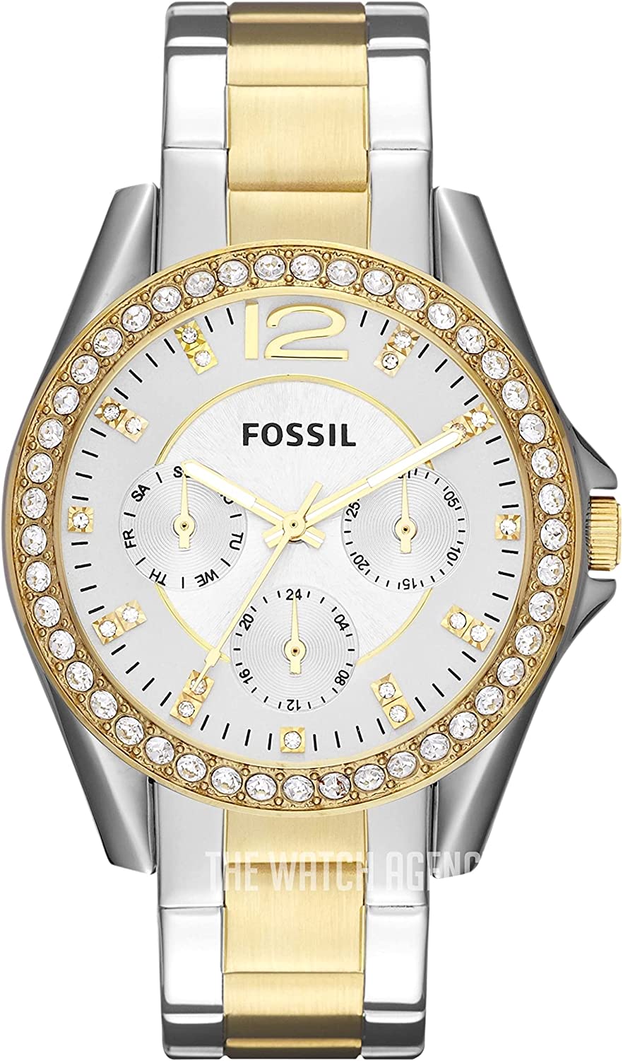 Fossil Women's Riley Stainless Steel Crystal-Accented Multifunction Quartz Watch