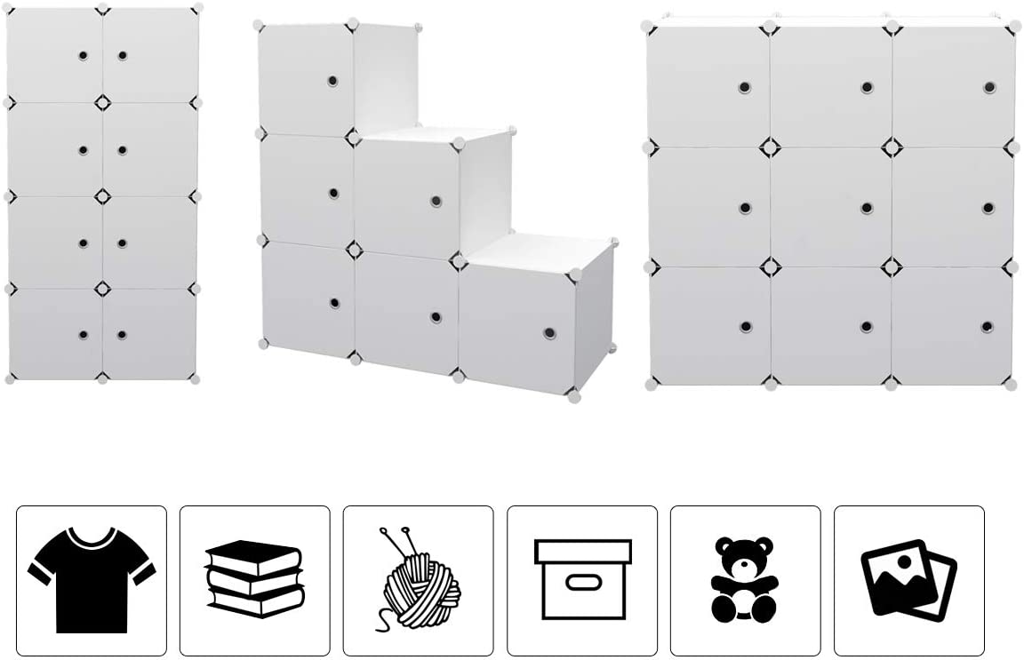 KOUSI Large Cube Storage -14"x18" Depth Cube (16 Cubes) Organizer Shelves Clothes Dresser Closet Storage Organizer Cabinet Shelving Bookshelf Toy Organizer, White, 56"x18"x56"