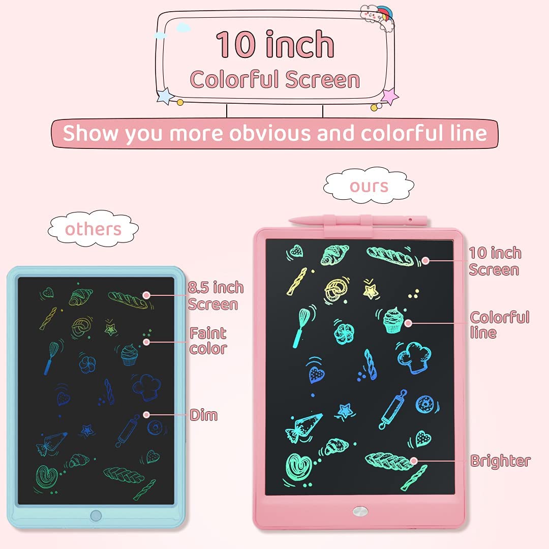 LCD Writing Tablet， Toddler Educational Toys for 3 4 5 6 7 8 Year Old Girls， 10 Inch Colorful Screen Doodle &amp; Drawing Board， Gifts for Toddler Girls