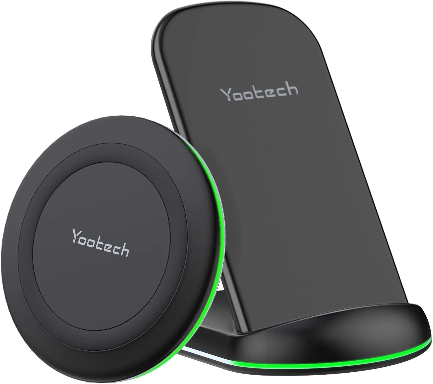 Yootech Wireless Charger,[2 Pack] 10W Max Wireless Charging Pad Stand Bundle,Compatible with iPhone 14/14 Plus/14 Pro/14 Pro Max/13/SE 2022/12/11/X/8,Galaxy S22/S21/S20,AirPods Pro 2 (No AC Adapter)