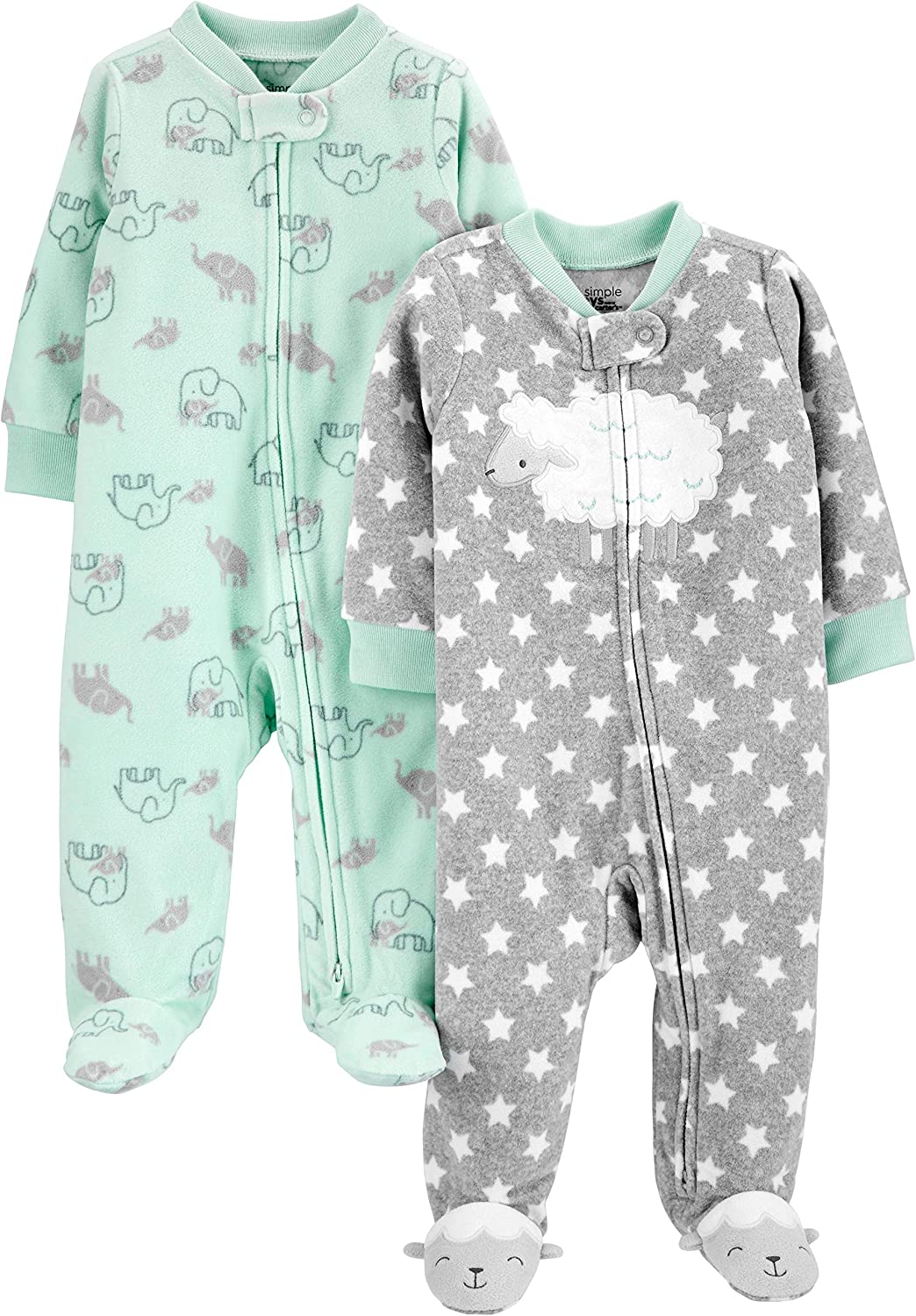 Simple Joys by Carter's Unisex Babies' Fleece Footed Sleep and Play, Pack of 2