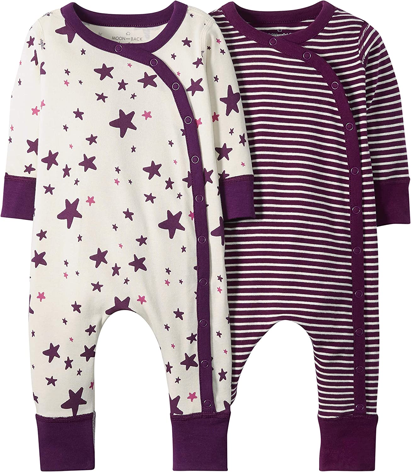 Moon and Back by Hanna Andersson Boys' Organic 2 Pack Long Sleeve Romper