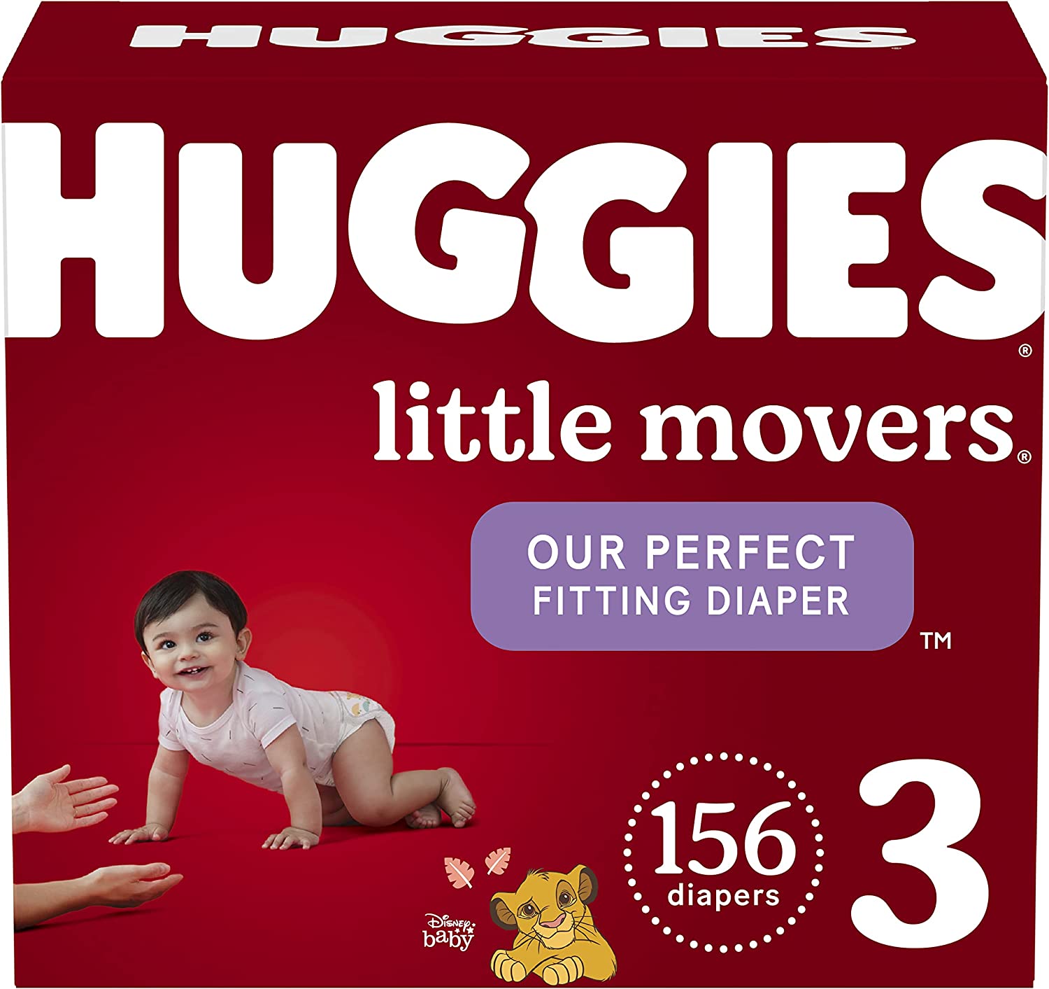 Baby Diapers Size 3 (16-28 lbs), 156 Ct, Huggies Little Movers