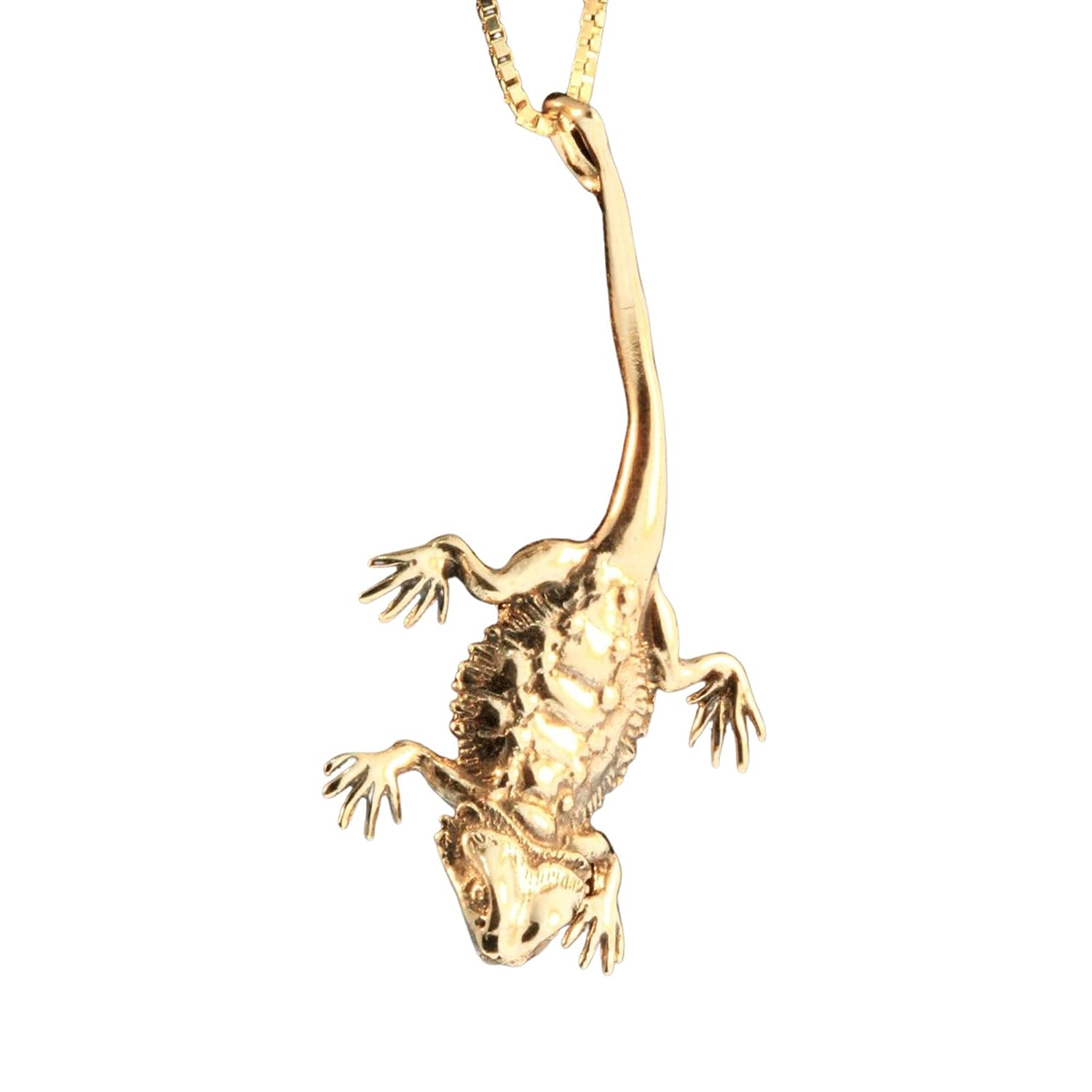 Bearded Dragon Charm Necklace 14k Gold Reptile Jewelry