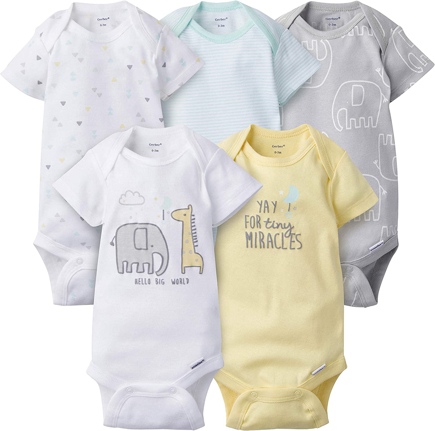 Gerber Baby Boys' 5-Pack Short-Sleeve Onesies
