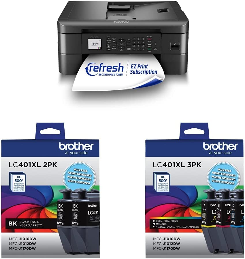 Brother MFC-J1010DW Wireless Color Inkjet All-in-One Printer with Mobile Device and Duplex Printing, Refresh Subscription and Amazon Dash Replenishment Ready